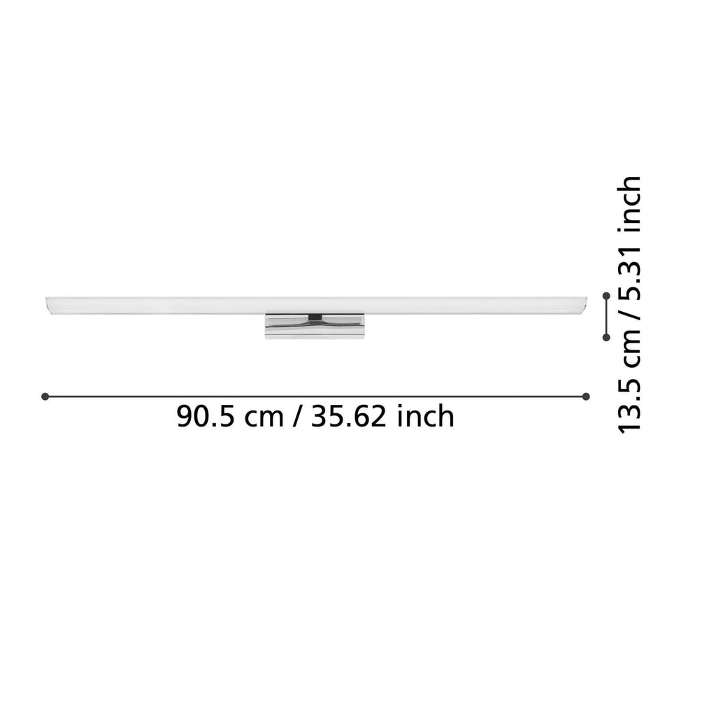 Detalj av LED speillampe Tabiano-Z dimbar RGB CCT IP44 90,5 cm
