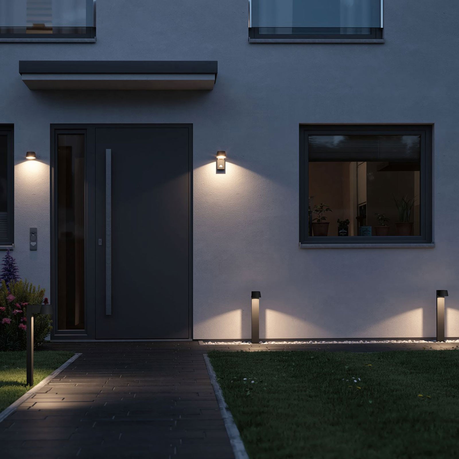 Detalj av LED stolpelampe Capea antrasitt aluminium