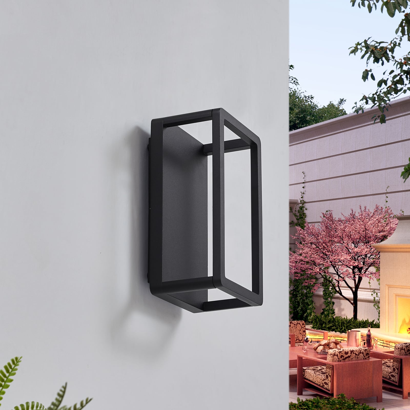 Detalj av LED utevegglampe Thorvid svart aluminium