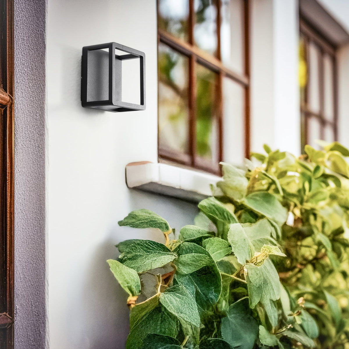 Detalj av LED utevegglampe Thorvid svart aluminium