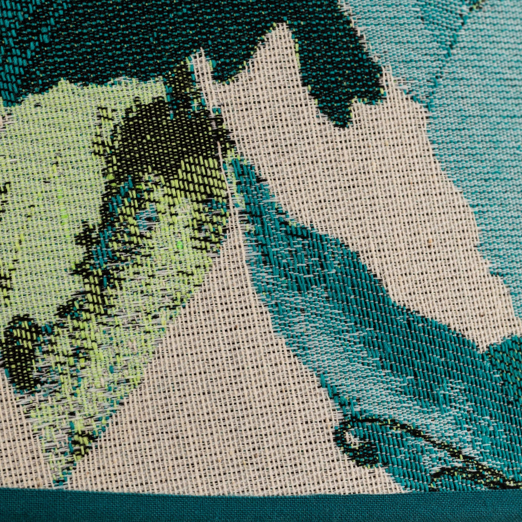 Lampeskjerm Sofia blomstermønster turkis tekstil Ø35 cm detalj mønster