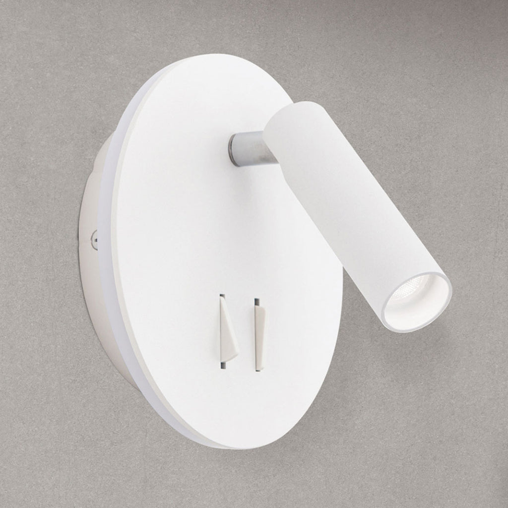 Detalj av spot på LED vegglampe Lenny med spot og indirekte lys hvit