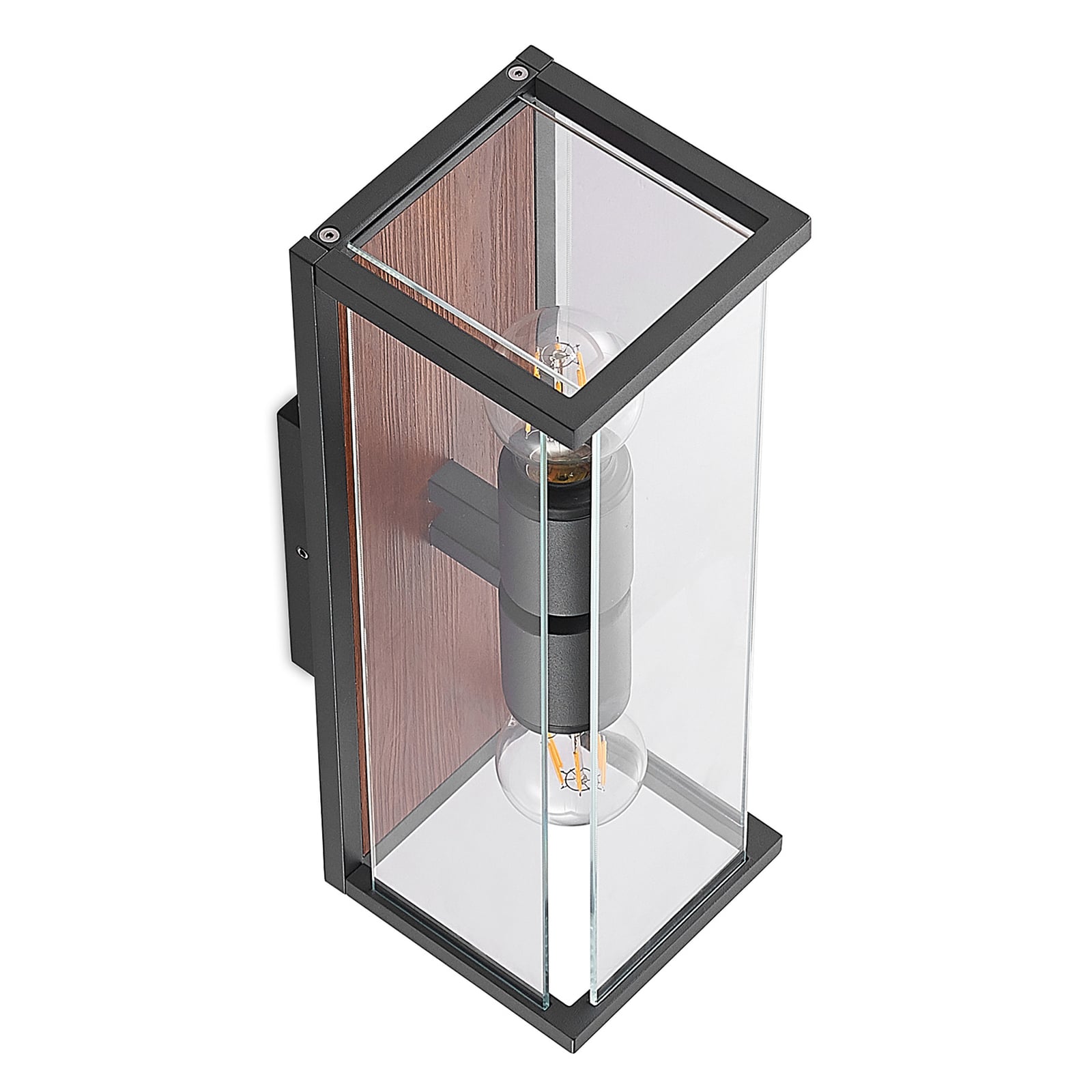Detalj av Utevegglampe Elwin 2-lys E27 grafitt klarglass IP54