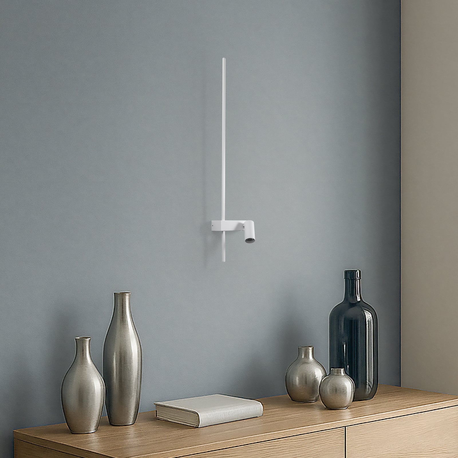 Detalj av Vegglampe Easy Left hvit aluminium