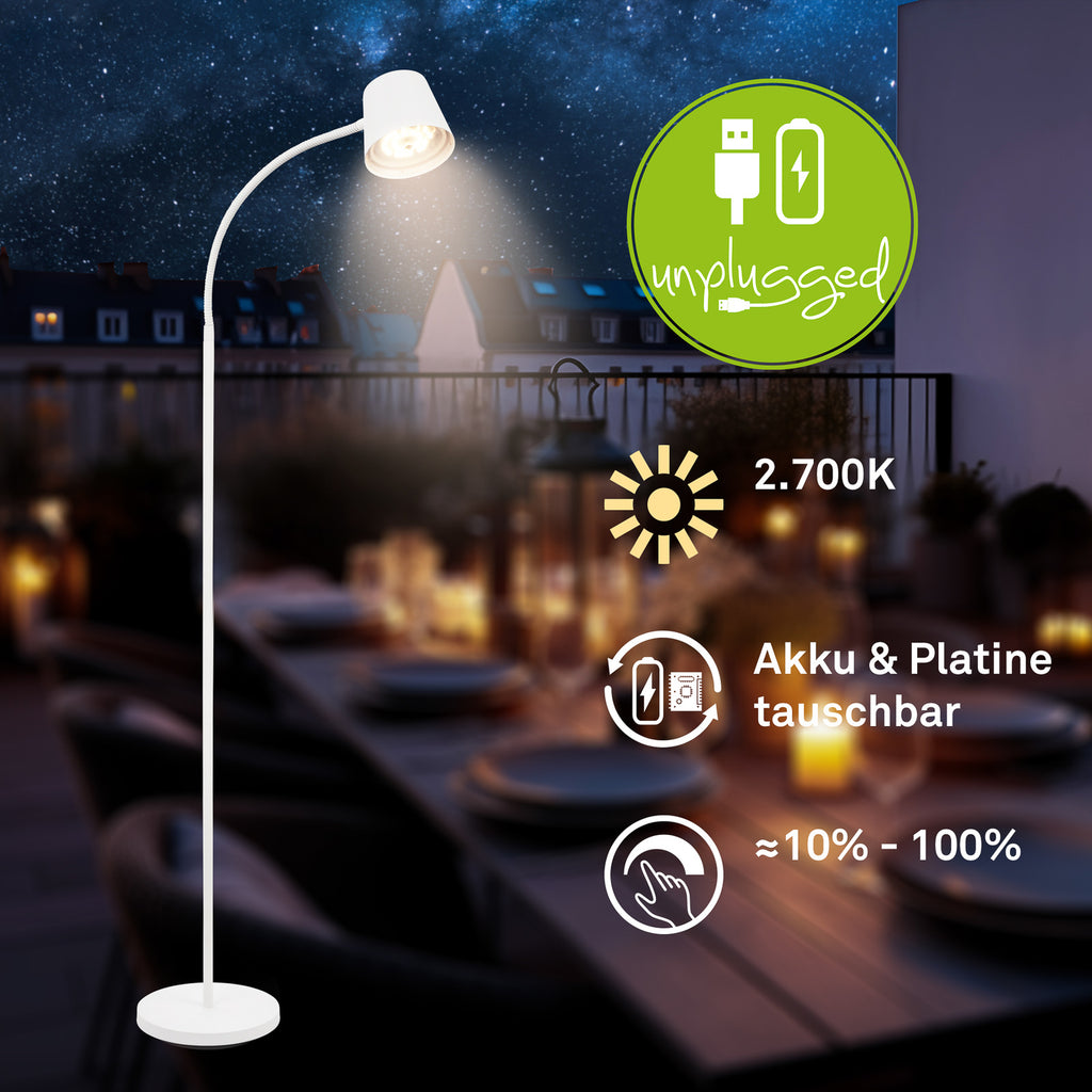 Dimmefunksjon på LED gulvlampe Cielo oppladbar hvit