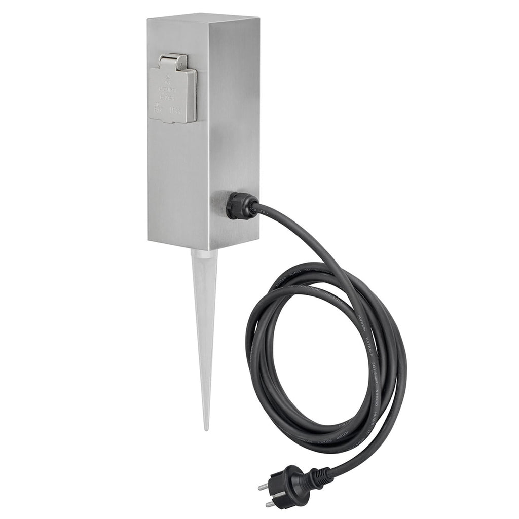 Dobbel stikkontaktstolpe Connect S2 rustfritt stål IP44 bakside