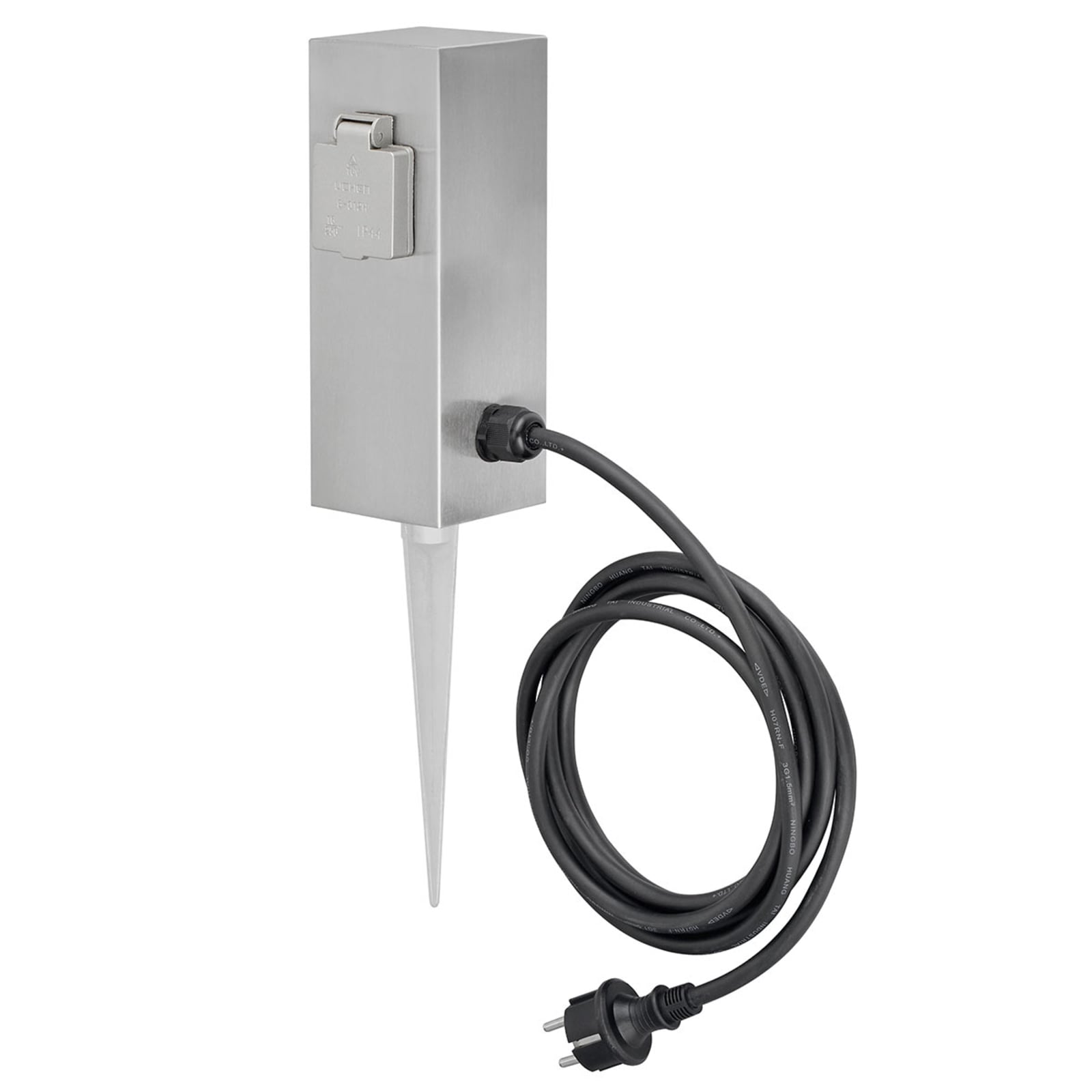 Dobbel stikkontaktstolpe Connect S2 rustfritt stål IP44 bakside