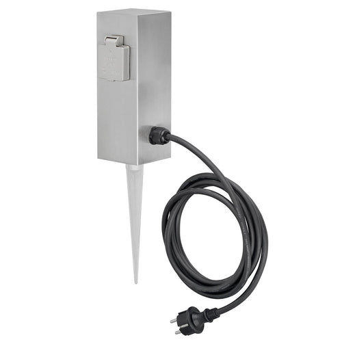 Dobbel stikkontaktstolpe Connect S2 rustfritt stål IP44 bakside
