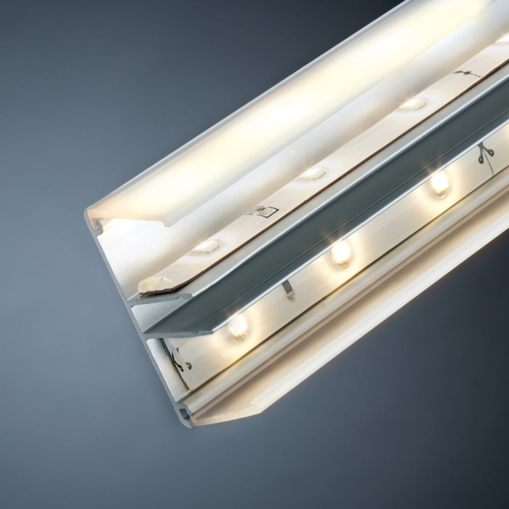 Duo Profil diffusor for LED-stripe 2 m hvit satinert bakside