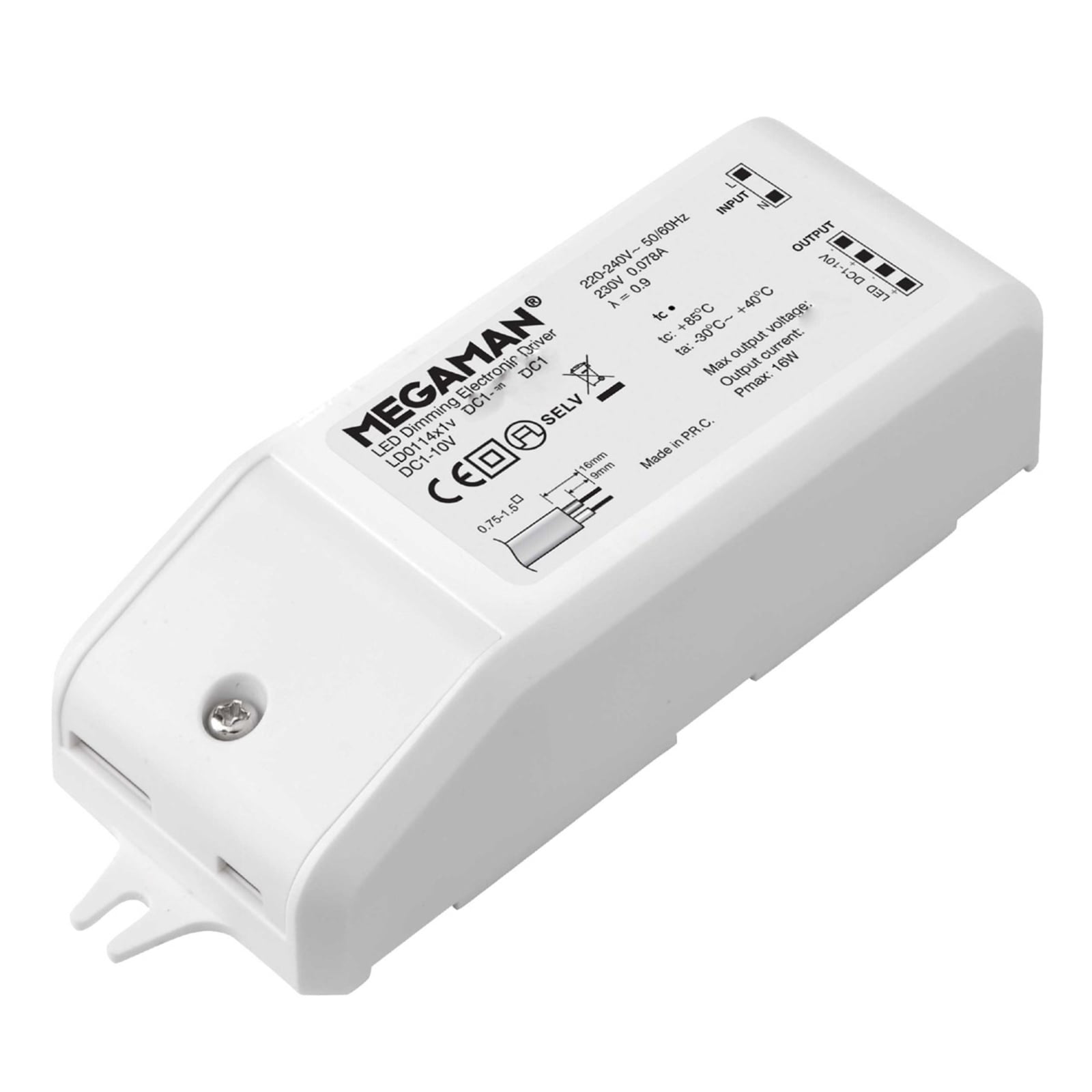 Elektronisk LED-driver DC 1-10V 10W dimbar - MEGAMAN for LED-belysning