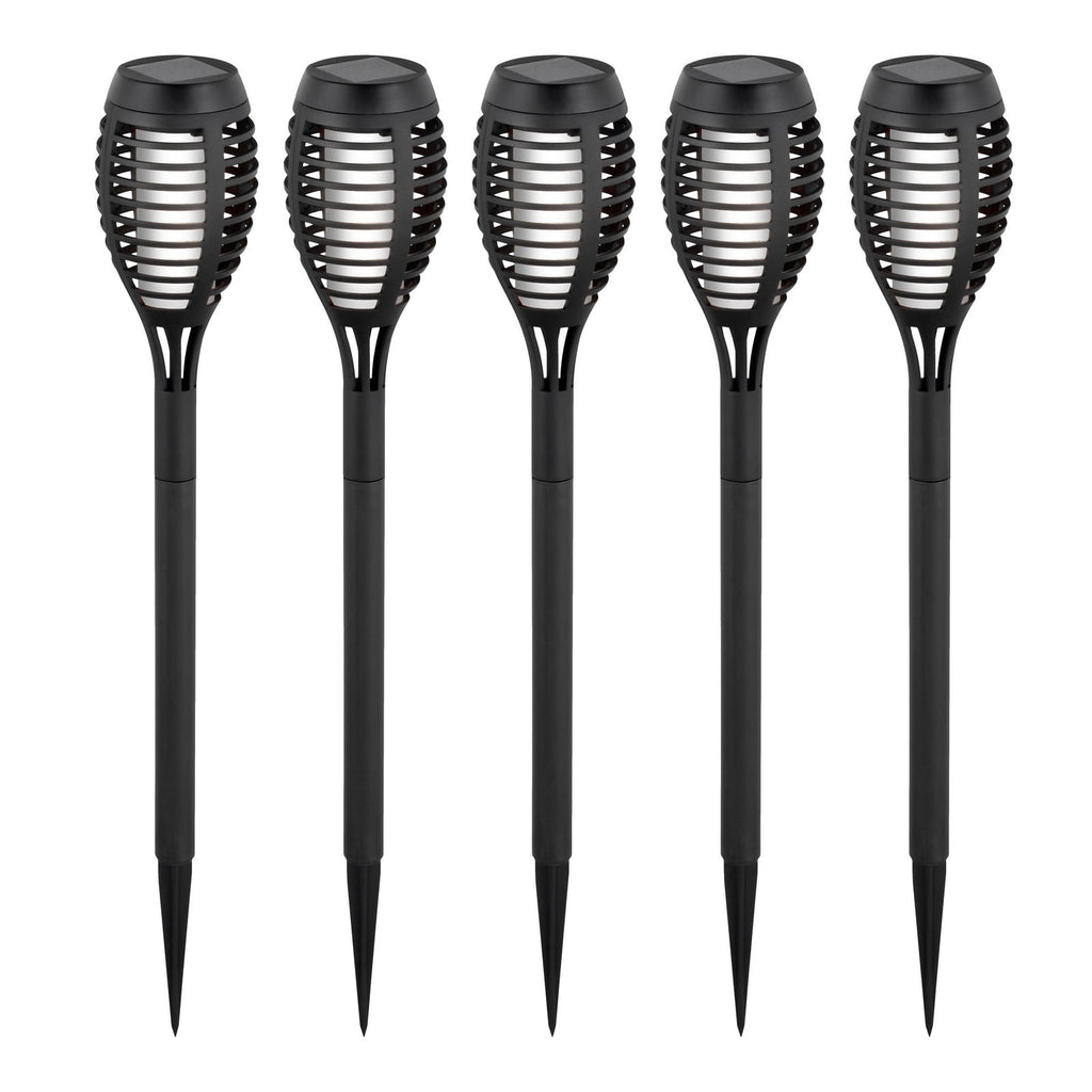 Fem LED solcellelamper FANILO med spyd svart 45 cm samlet