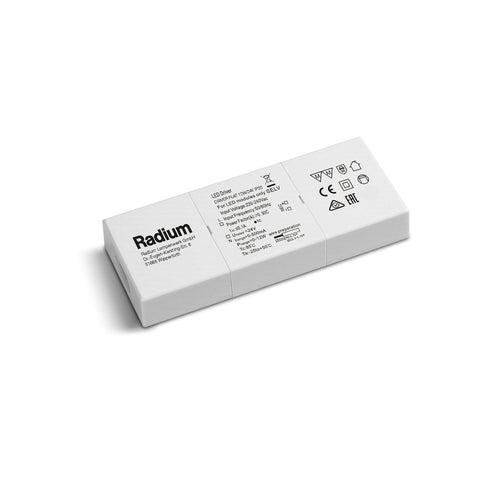 Flat LED-driver for LED-stripe 12W 24V hvit - Radium for innendørs bruk