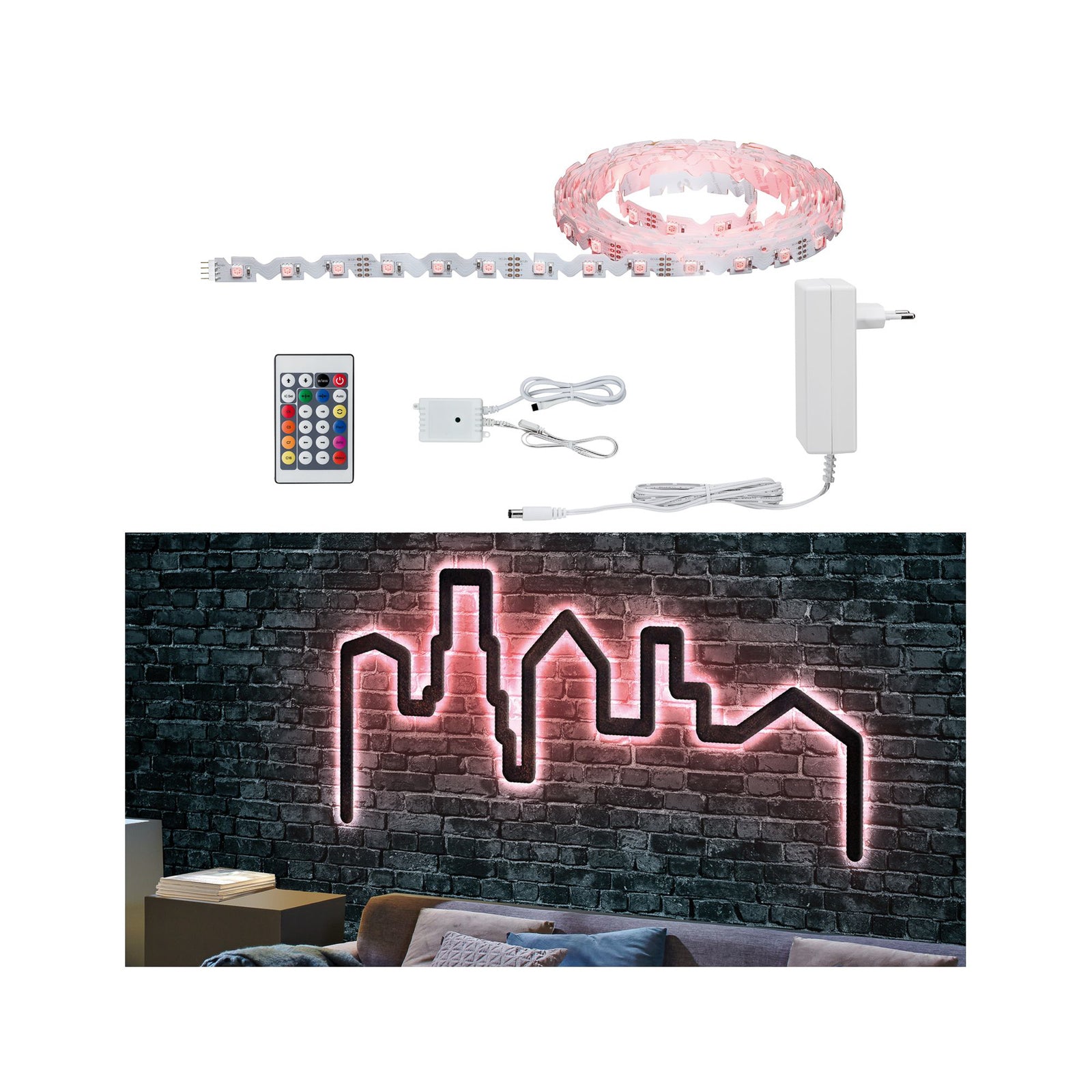 FlexLED 3D LED-stripe sett RGB 500 cm dimbar front