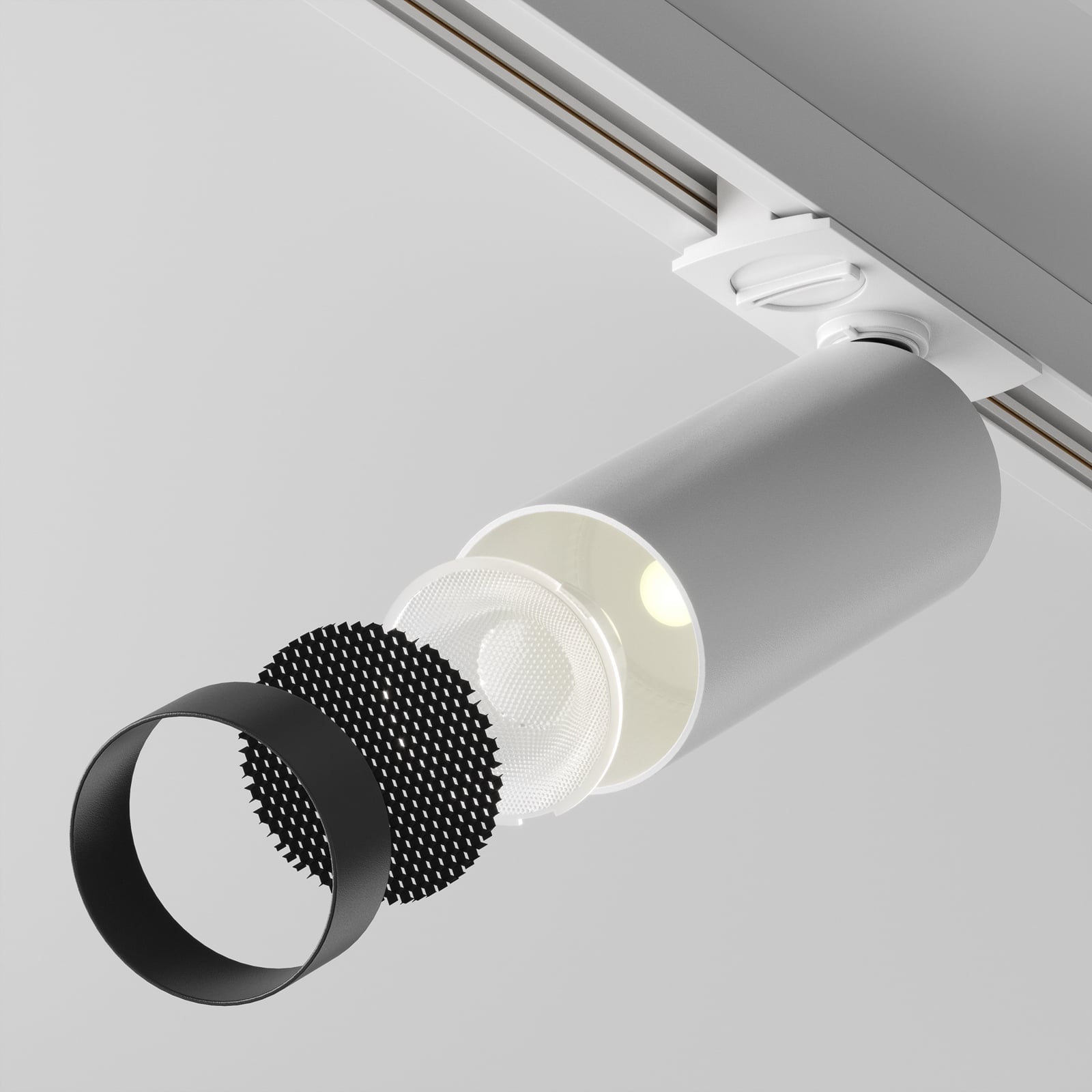 Montert Focus LED-spot for skinnesystem dimbar hvit 12W 3000K i rom