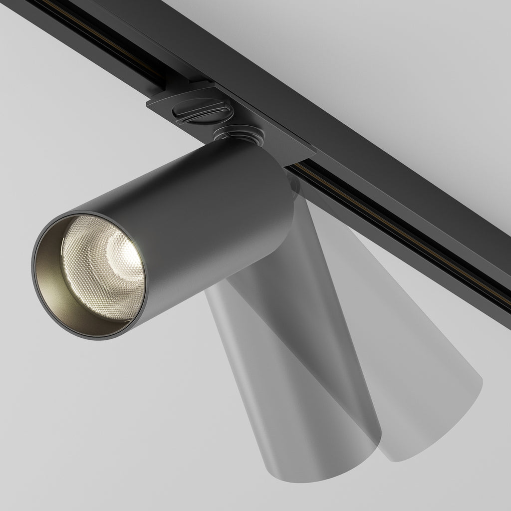 Focus LED-spot for skinnesystem dimbar svart 12W 3000K detalj