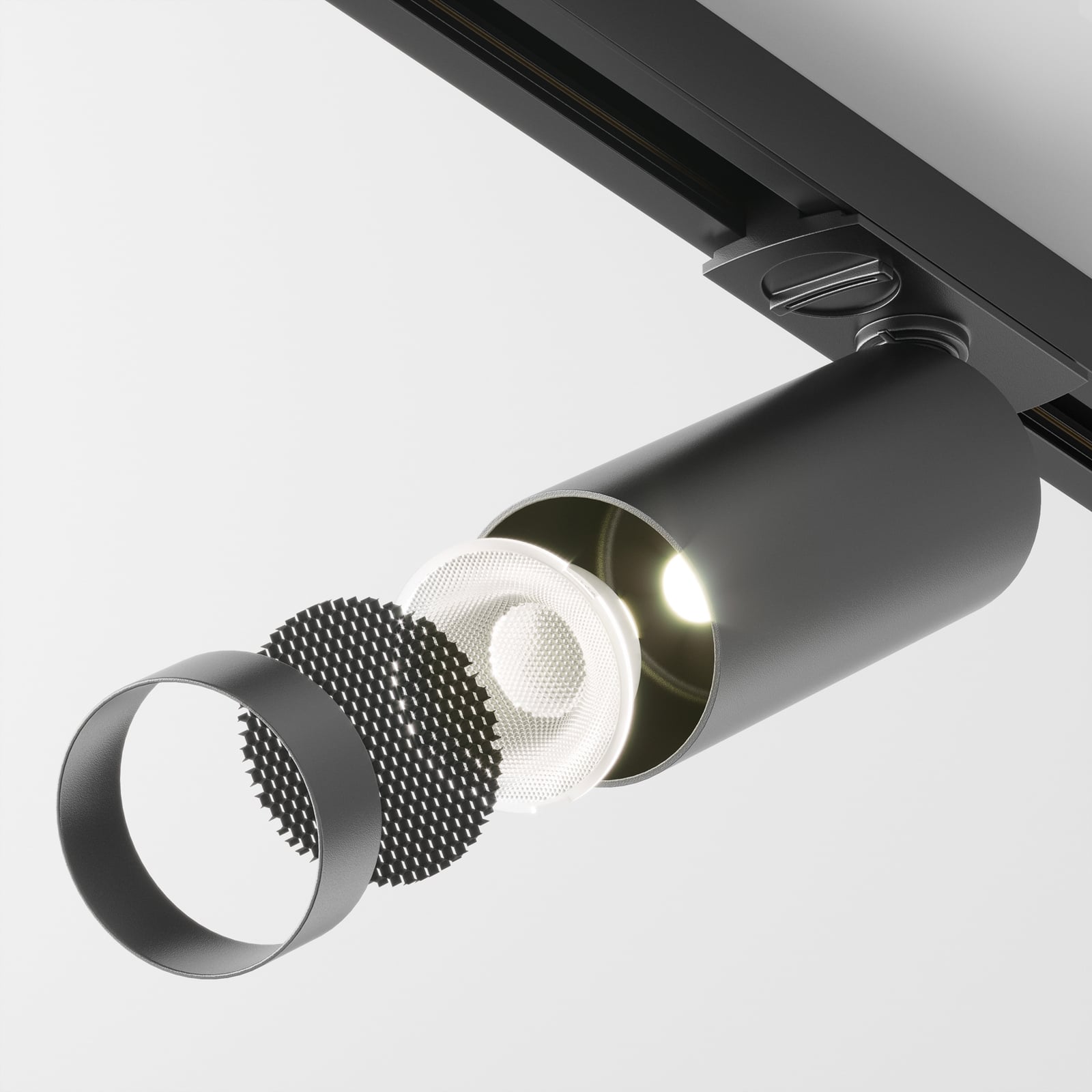 Focus LED-spot for skinnesystem dimbar svart 12W 3000K montert