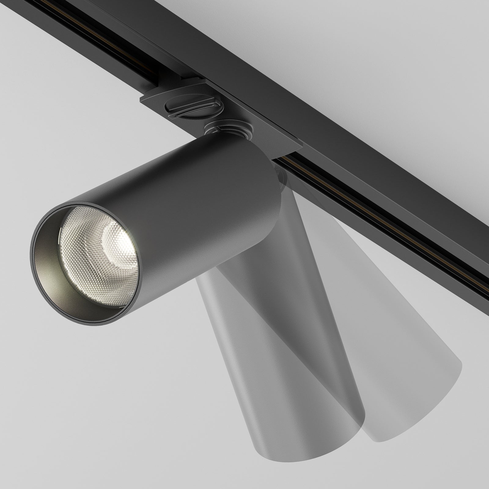 Focus LED-spot for skinnesystem dimbar svart 12W 4000K detalj