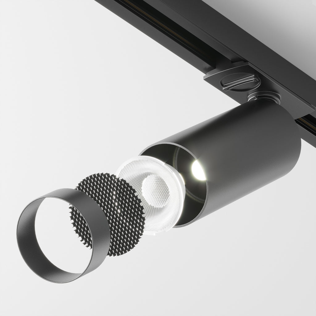 Focus LED-spot for skinnesystem dimbar svart 12W 4000K montert