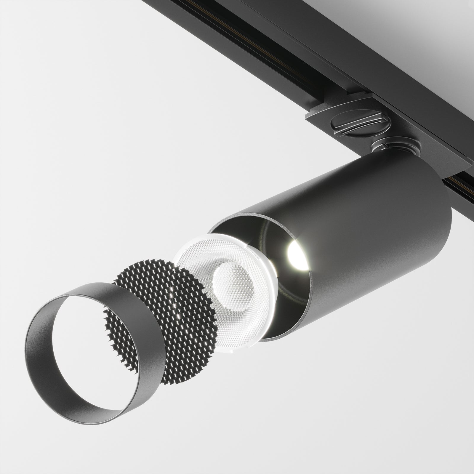 Focus LED-spot for skinnesystem dimbar svart 12W 4000K montert