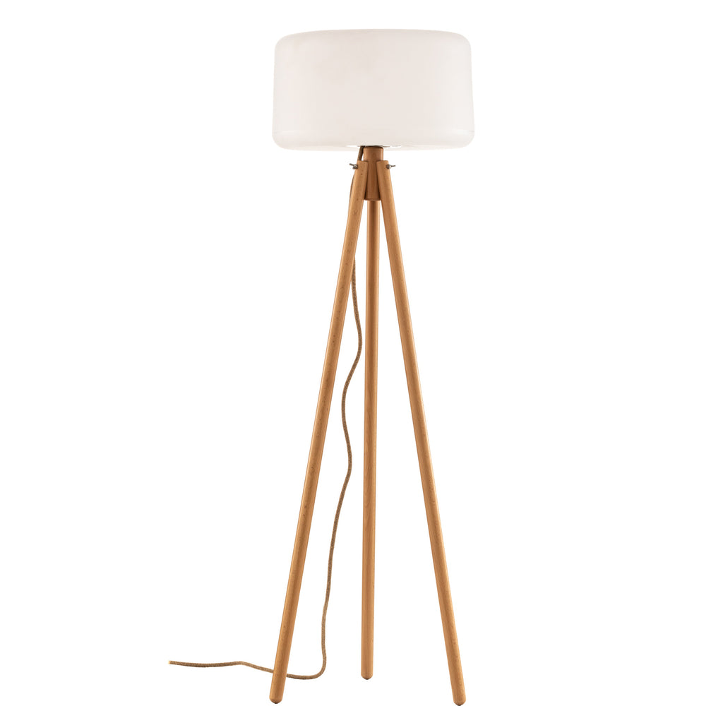 Gulvlampe Chloe trebein tre hvit IP65 dimbar 140 cm montert i stue
