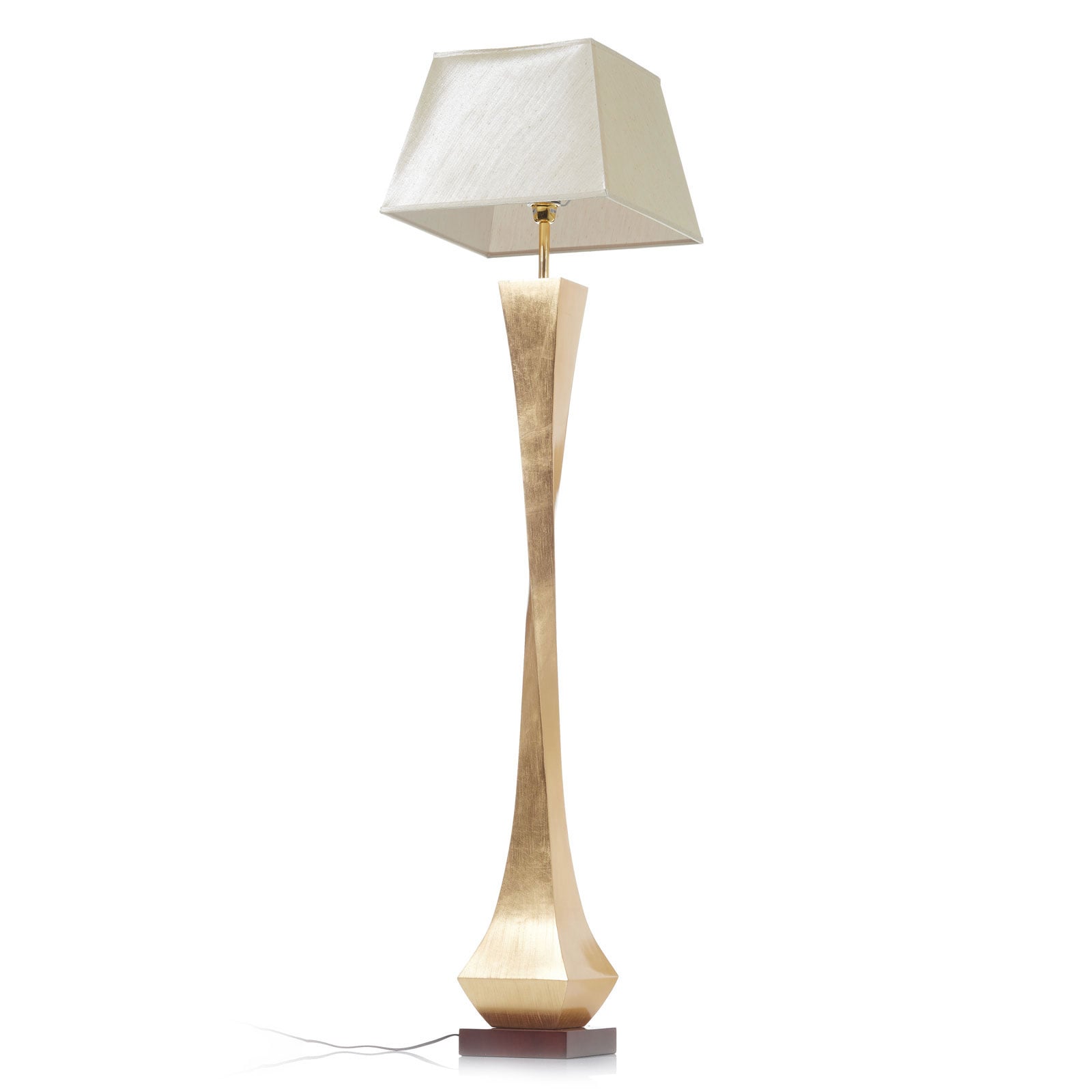 Detalj av gulvlampe Deco silke valnøtt gull beige