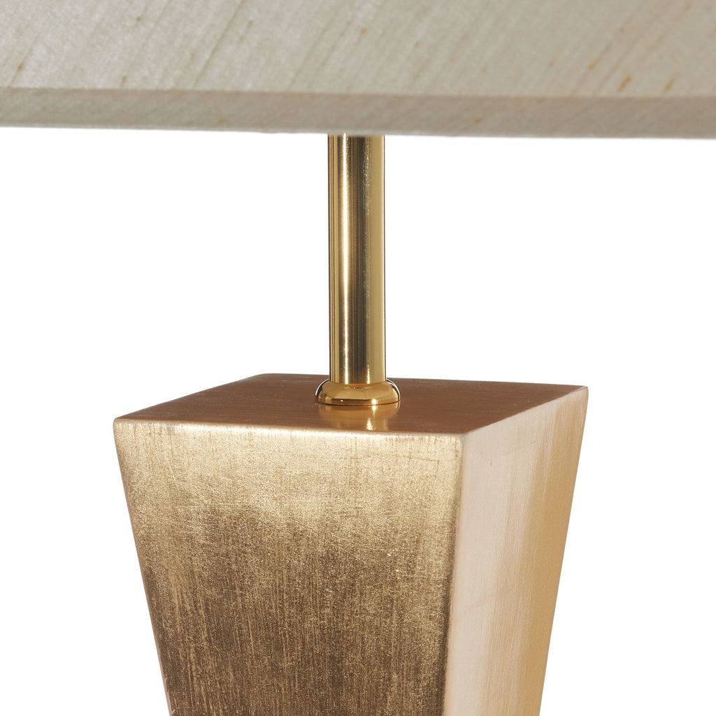 Gulvlampe Deco silke valnøtt gull beige med E27 sokkel