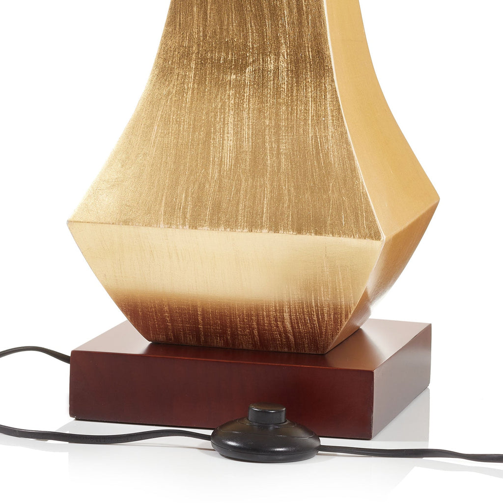 Gulvlampe Deco silke valnøtt gull beige detalj av fot