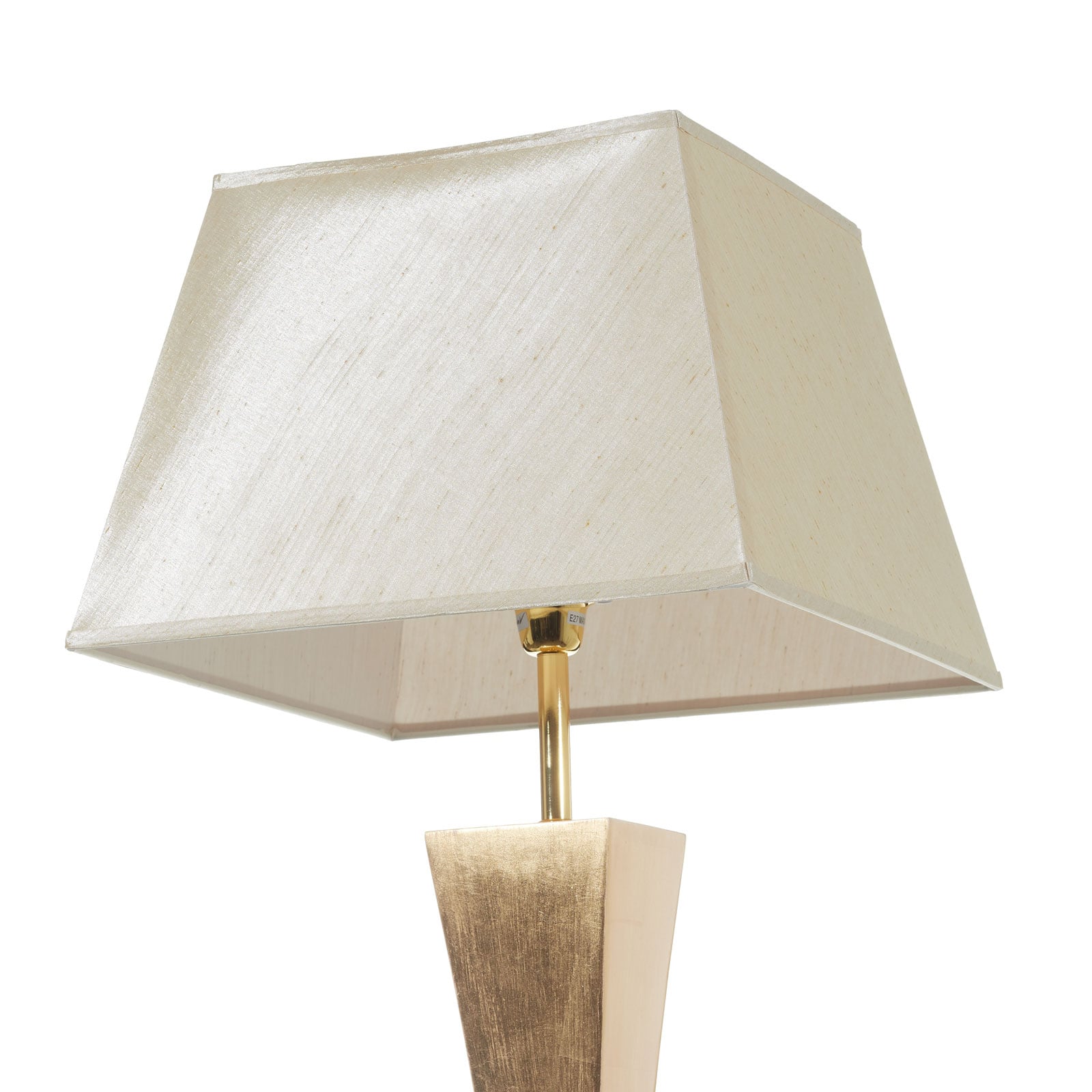 Gulvlampe Deco silke valnøtt gull beige montert i rom