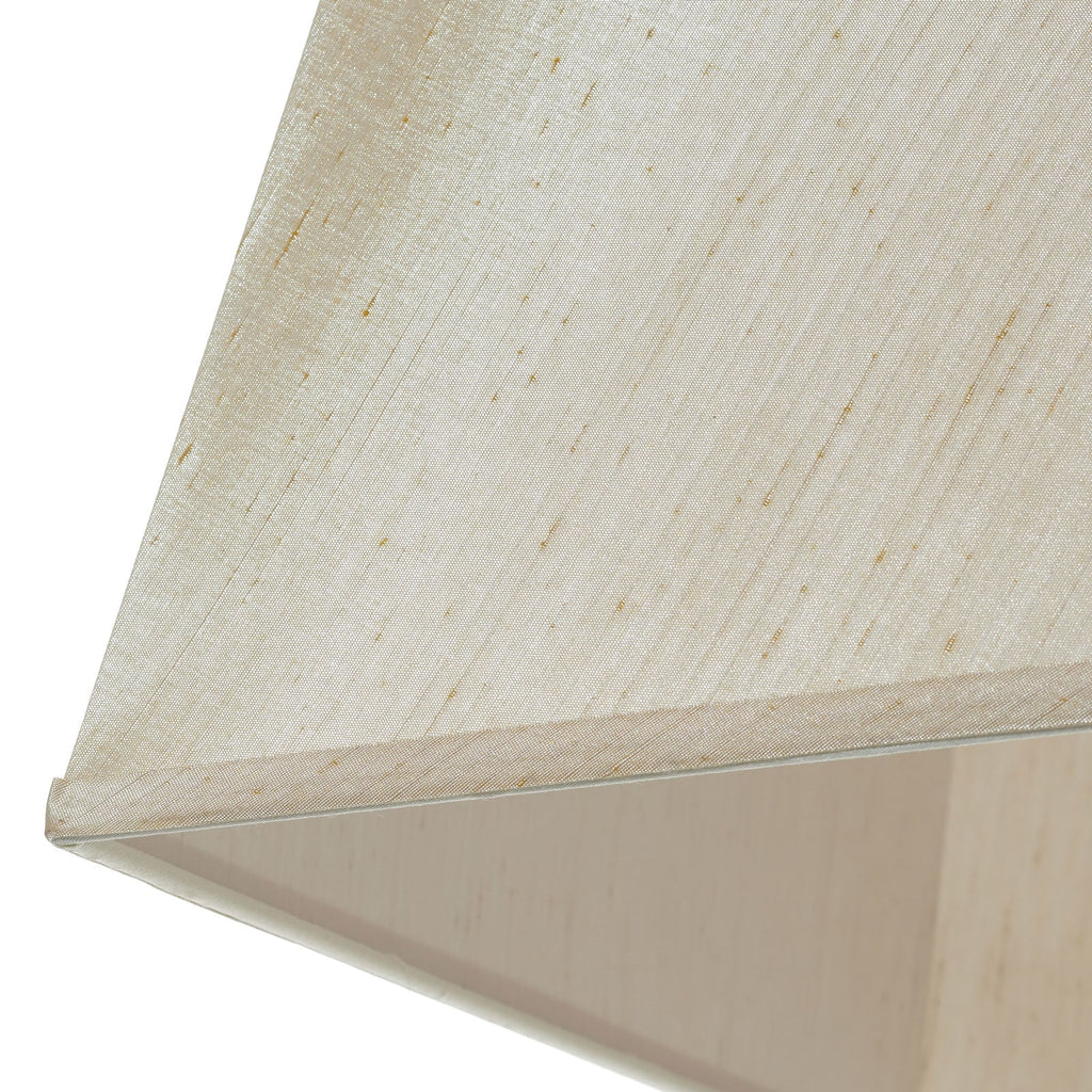 Nærbilde av lampeskjerm på Gulvlampe Deco silke valnøtt gull beige