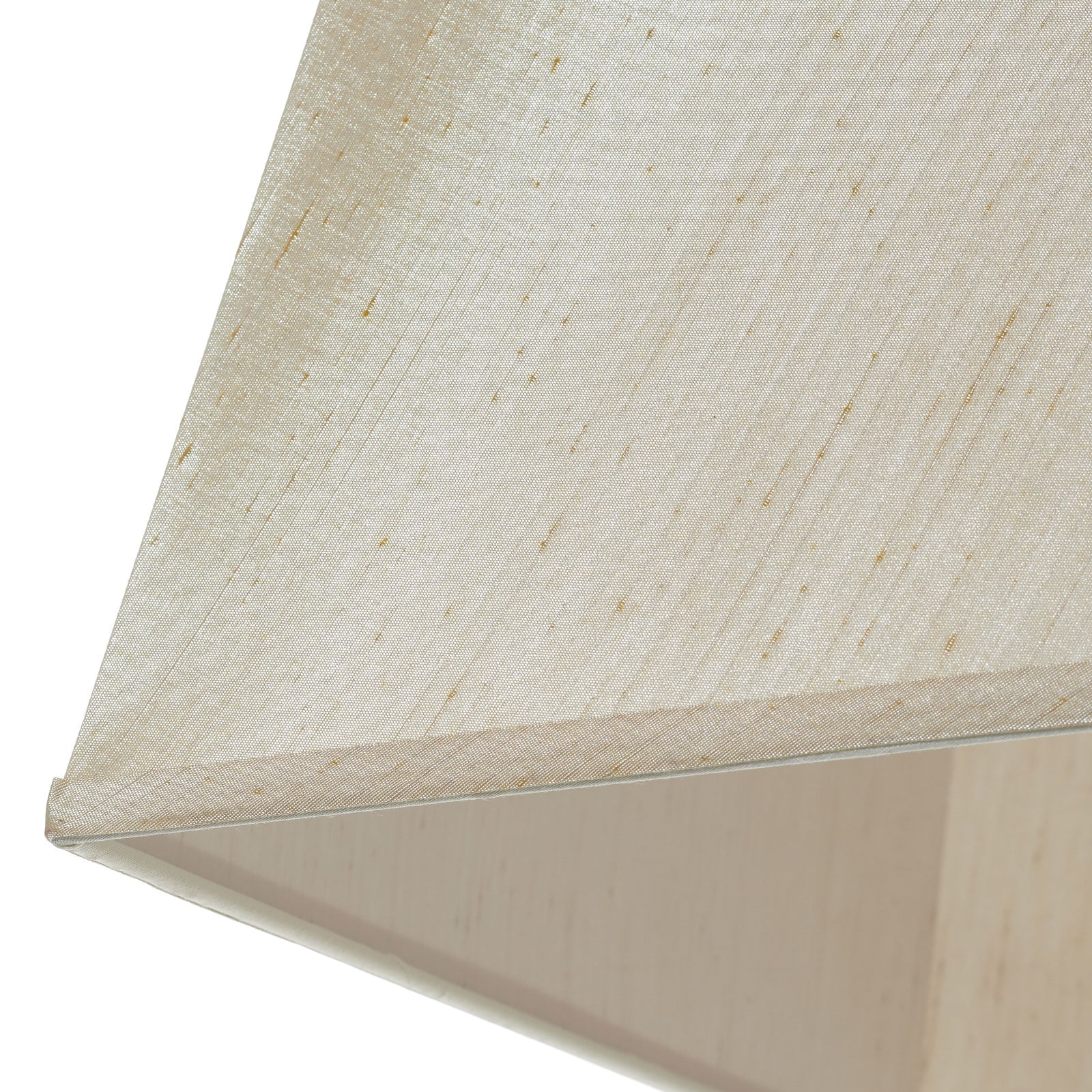 Nærbilde av lampeskjerm på Gulvlampe Deco silke valnøtt gull beige