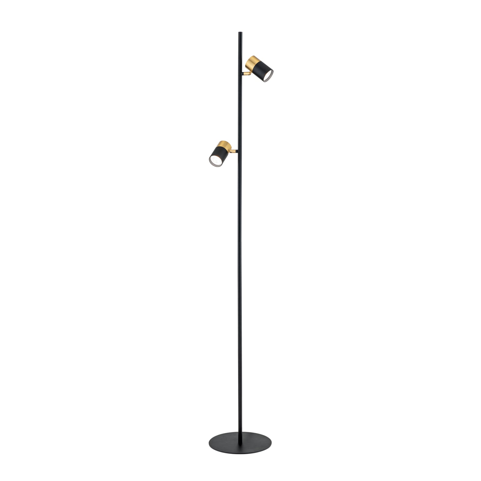 Detalj av spot på Gulvlampe Kevin 2-lys svart/gull GU10 161 cm