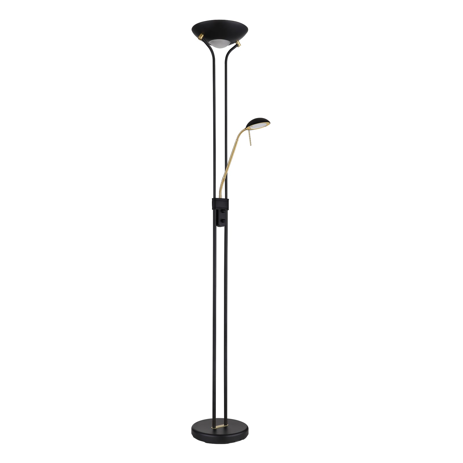 Detalj av lesearm på Gulvlampe Leonas messing/svart dimbar