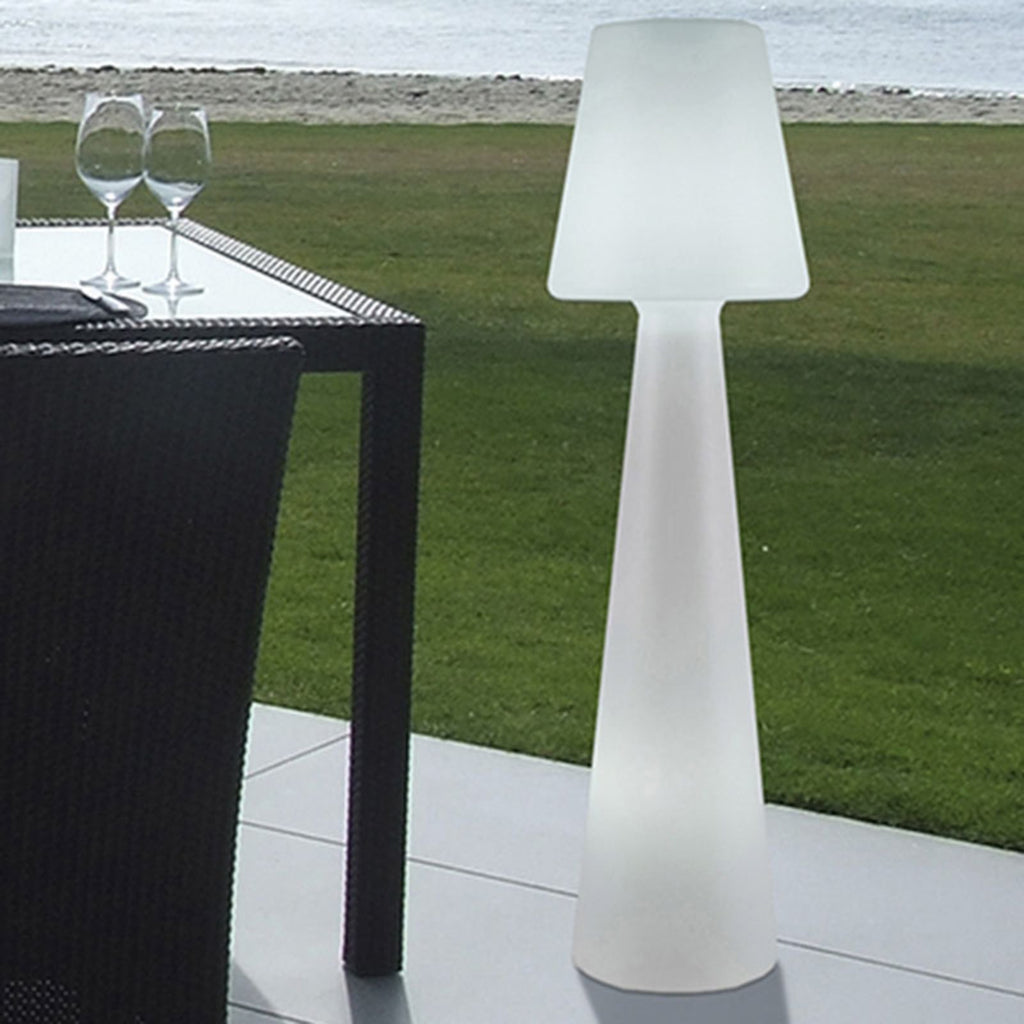Gulvlampe Lola plast hvit varmhvit IP65 H110 cm bakside