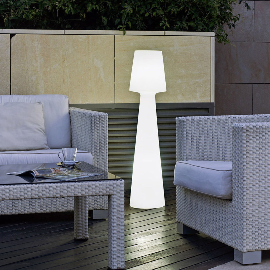 Gulvlampe Lola plast hvit varmhvit IP65 H110 cm detalj