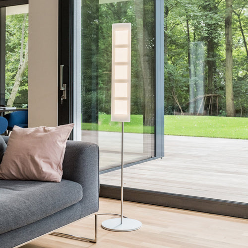 Gulvlampe OMLED One f5 OLED dimbar rustfritt stål hvit 30W forfra