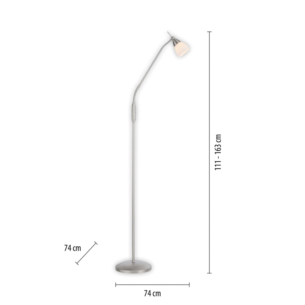 Gulvlampe Pino opalglass sølv dimbar 163 cm bakside