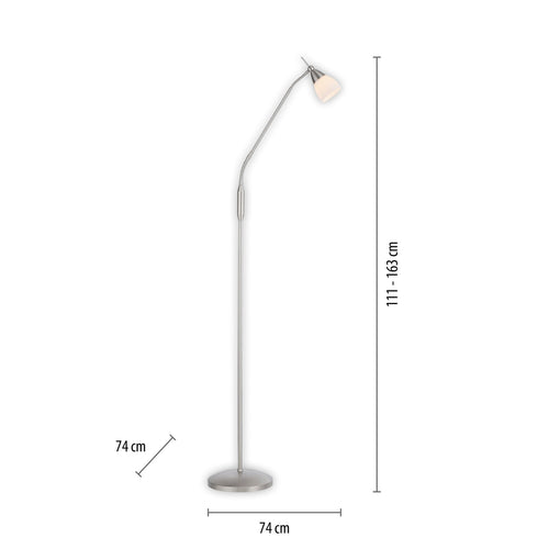 Gulvlampe Pino opalglass sølv dimbar 163 cm bakside