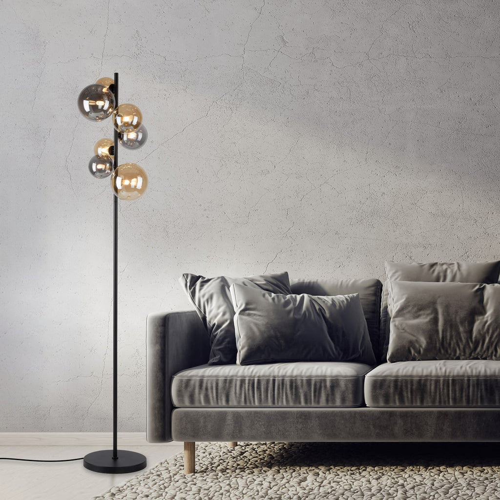Gulvlampe Popsicle 7-lys glass G9 155 cm svart i dempet belysning