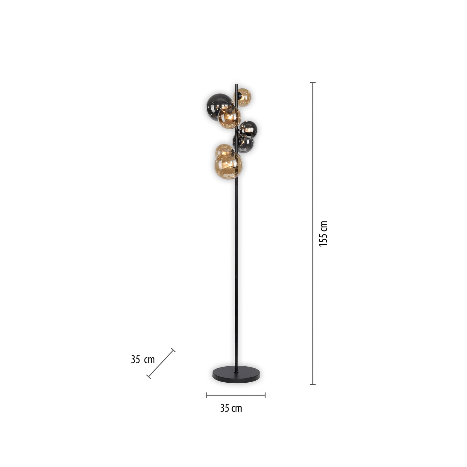 Montert Gulvlampe Popsicle 7-lys glass G9 155 cm svart i stue