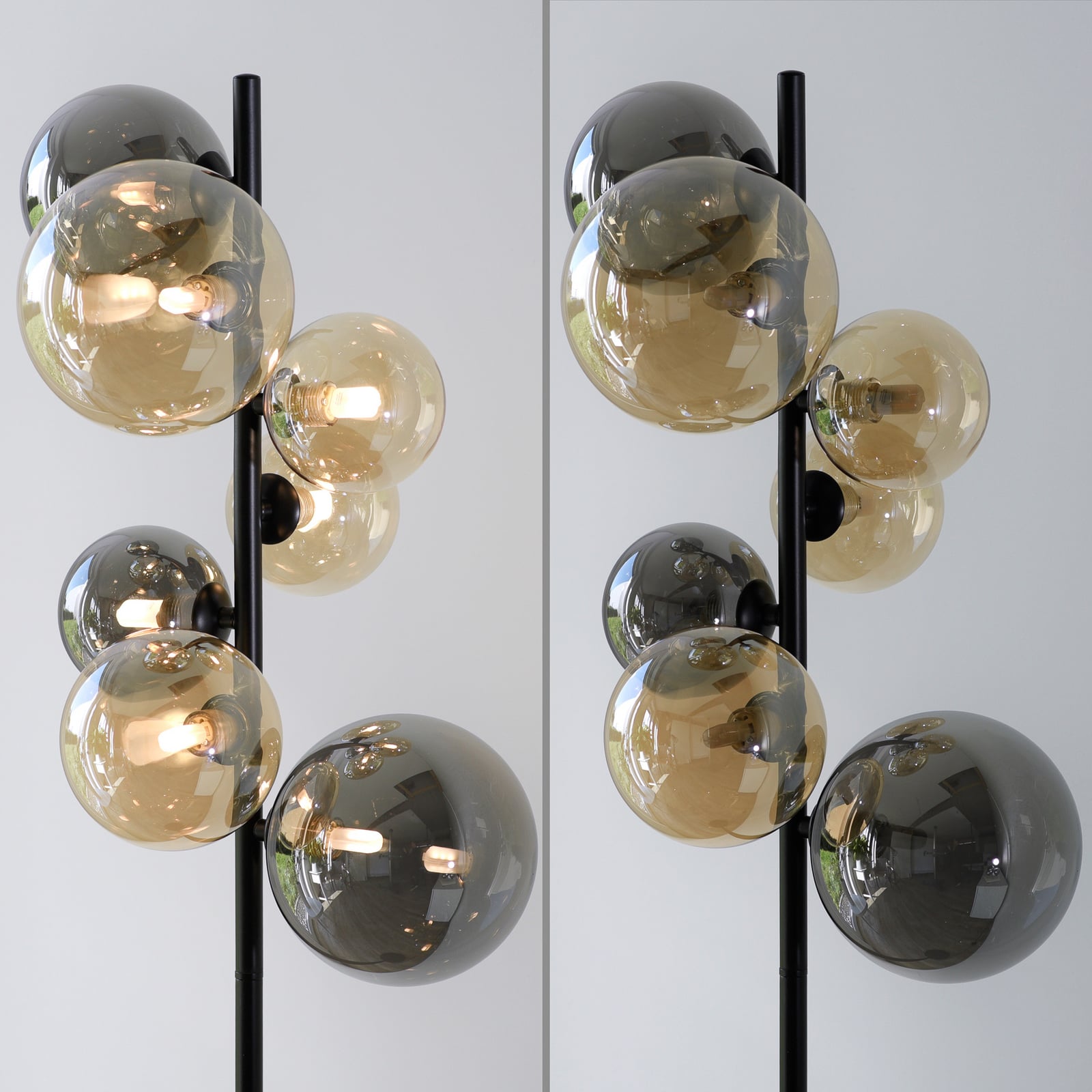 Nærbilde av bryter på Gulvlampe Popsicle 7-lys glass G9 155 cm svart