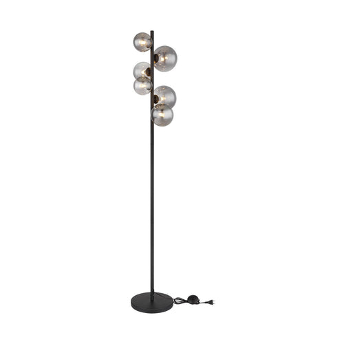 Gulvlampe Riha 6-lys svart røykfarget glass bakside