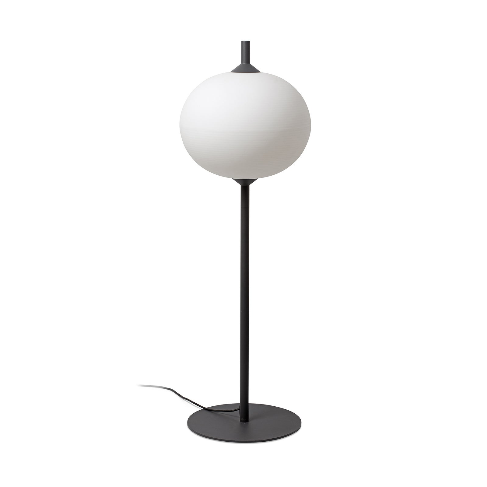 Gulvlampe Saigon rund skjerm hvit grå Ø45 cm fra forfra