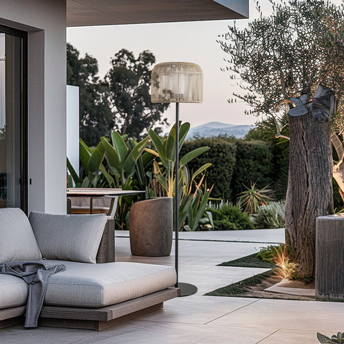 Gulvlampe Solvindor terrasse khaki plast bakside