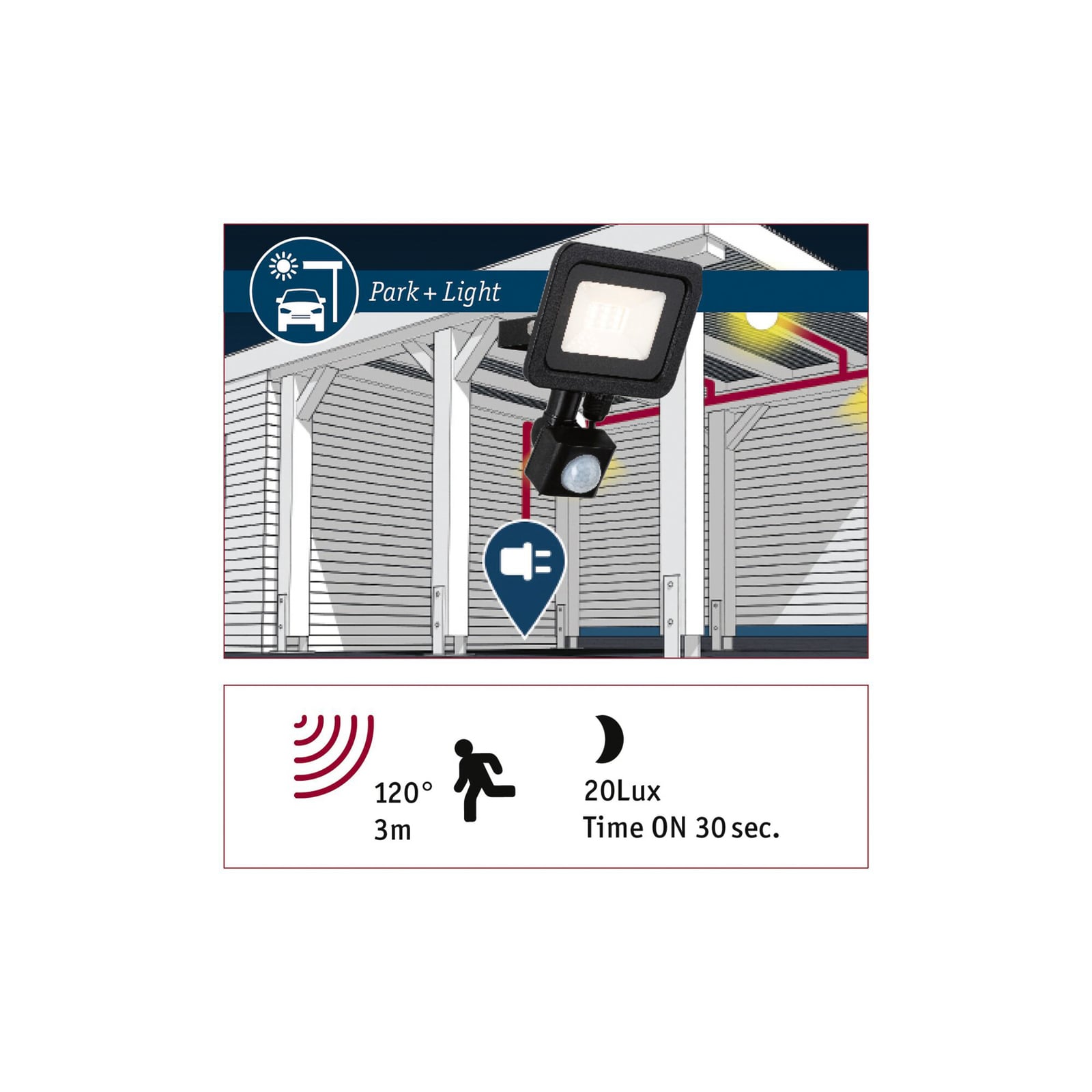 Husnummerbelysning Sheera med bevegelsessensor IP44 8W utsnitt