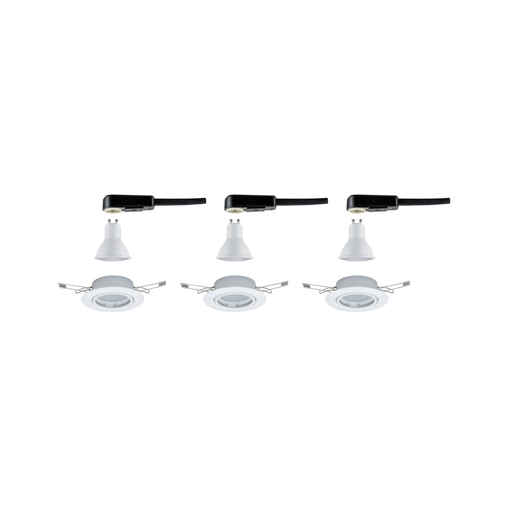 Innbyggingsspot Base GU10 3-pack hvit 5W varmhvit montert i tak