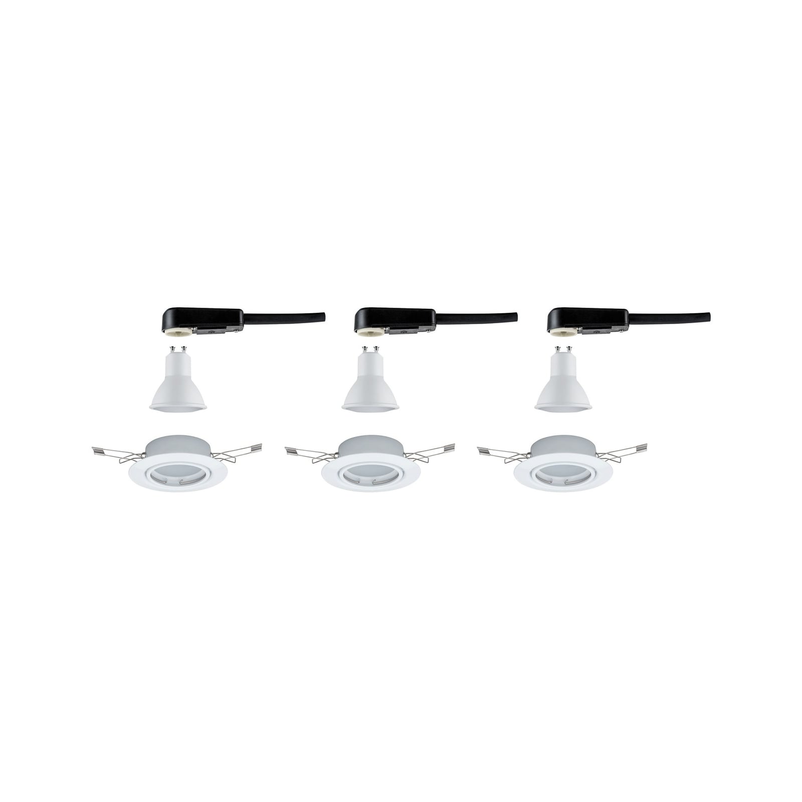 Innbyggingsspot Base GU10 3-pack hvit 5W varmhvit montert i tak