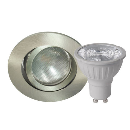 Innbyggingsspot Decoclic GU10 5,2W dimbar børstet stål Ø8,5 cm forfra