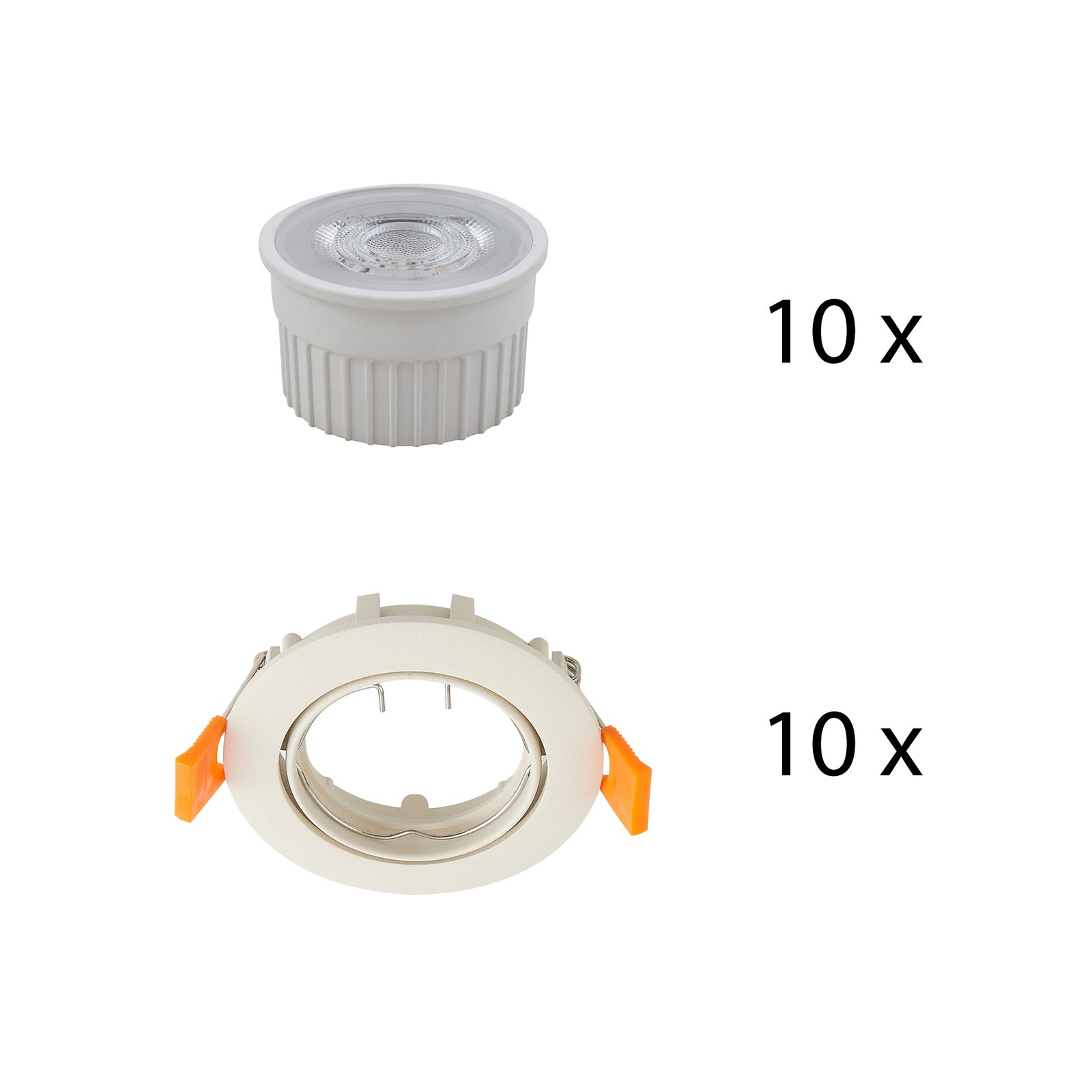 Innbyggingsspot Fibur beige GU10 dimbar 10-pack forfra