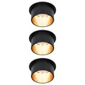 Innbyggingsspot Gil LED dimbar svart matt/gull IP44 3er sett front