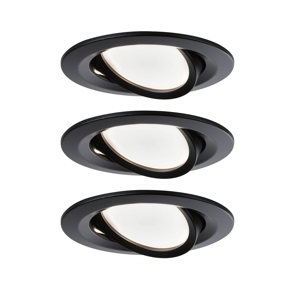 Bakside av Innbyggingsspot Nova Coin 3-pack svart dimbar svingbar Paulmann